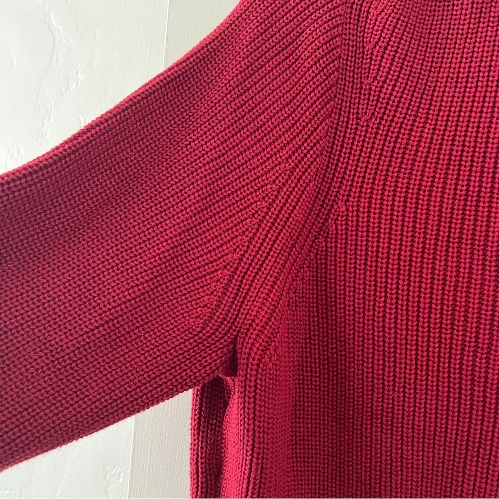 J Crew NWOT Womens Red Maroon Ribbed Cotton Button Collar Sweater Small - Picture 12 of 15
